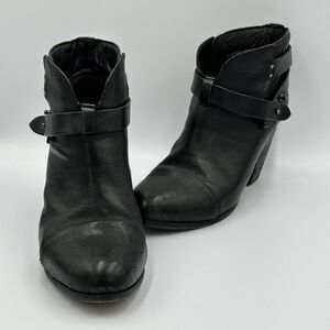 Rag & Bone New York Harrow Ankle Boots EUR 40 Womens Size 9.5 Black Leather Edgy